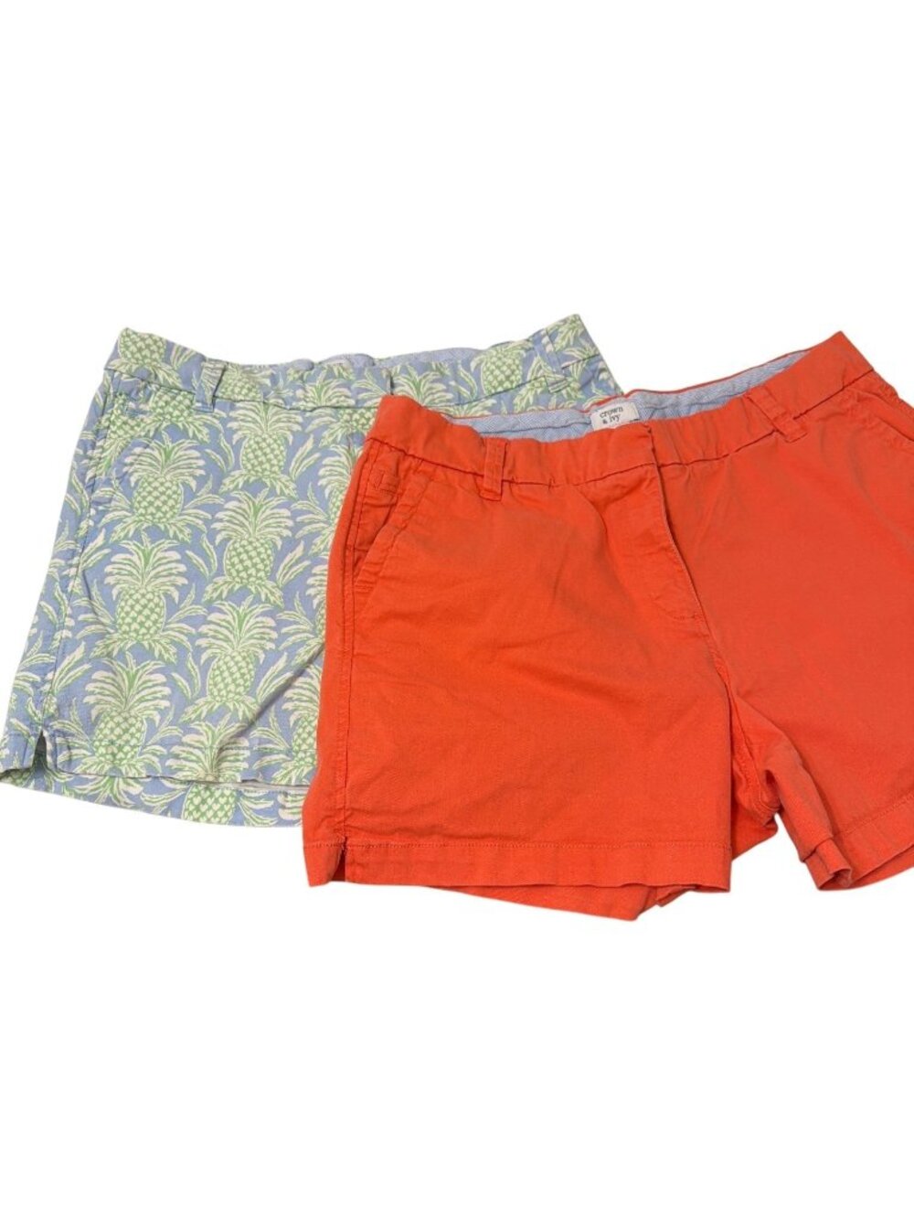 2 Pair Crown Ivy Caroline Shorts Coral Blue Green Pineapple Print Summer Sz 12